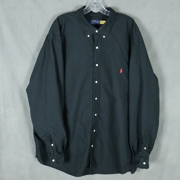 Polo Ralph Lauren Shirt Mens 3XB Big Black Oxford Cotton Button Down Preppy - Picture 1 of 12